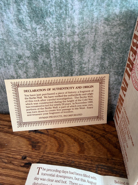 Authentic Berlin Wall Fragments with Certificate of Origin and History