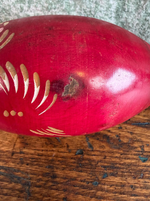 Hand Painted Wooden Maraca Rattle with Floral Design