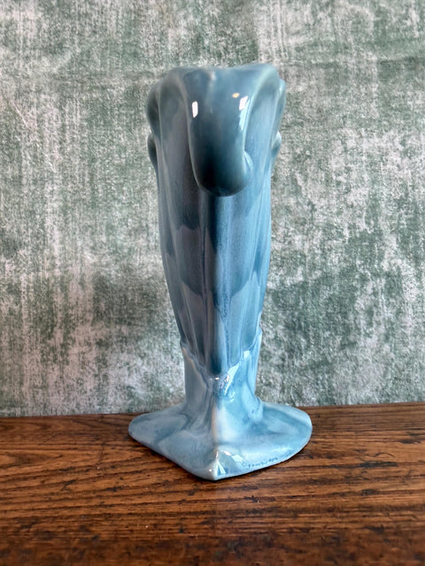 Royal Haeger Blue Ceramic Cornucopia Vase