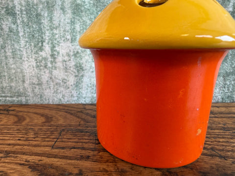 Vintage Ceramic Mushroom Pen Holder | Orange Yellow Ladybug