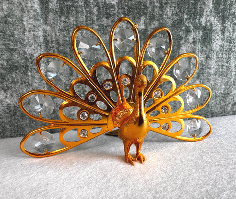 Crystal Creations Austrian Crystal 24K Gold Plated Peacock Figurine by KG & C, Inc.
