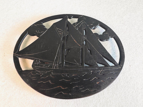 1983 Metal Trivet with Sailboat Design