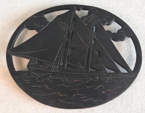 1983 Metal Trivet with Sailboat Design