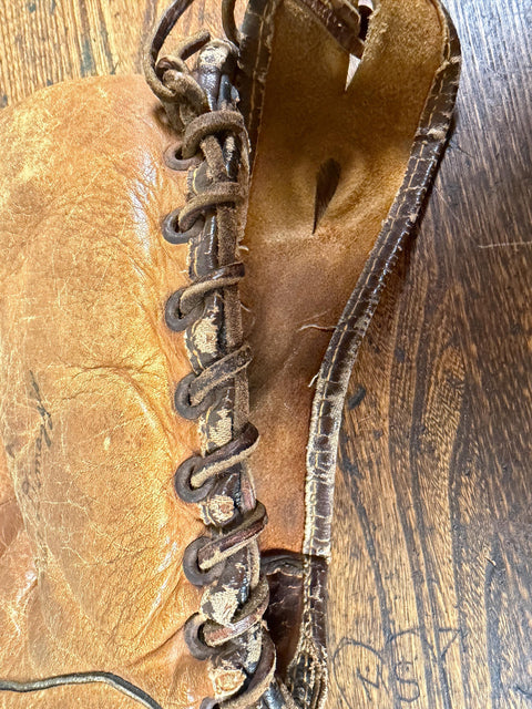 Vintage Vince DiMaggio Baseball Glove | Leather Split Finger Mitt 1940s