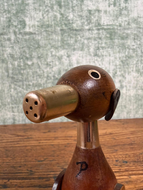 Vintage Walnut Dog Stacking Salt & Pepper Shakers