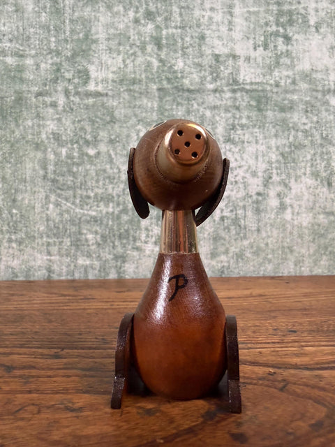 Vintage Walnut Dog Stacking Salt & Pepper Shakers