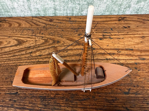 Handcrafted Wooden Model Sailboat Nautical Decor