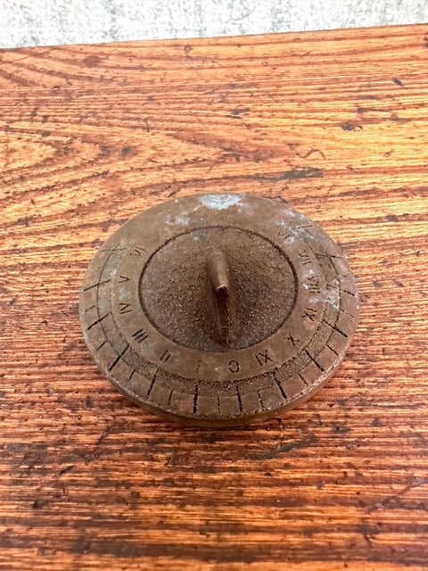 Small Metal Sundial with Roman Numerals