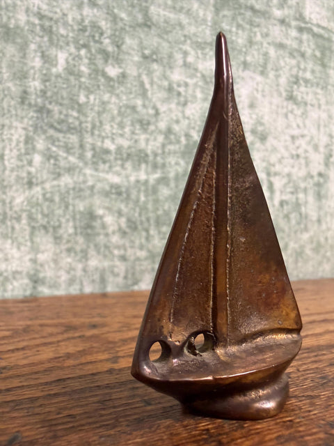 Small Metal Sailboat Figurine with Vintage Charm
