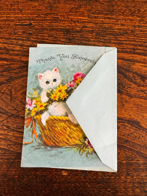 Thank You Sincerely Greeting Cards with Kittens in Basket - Lot of 12