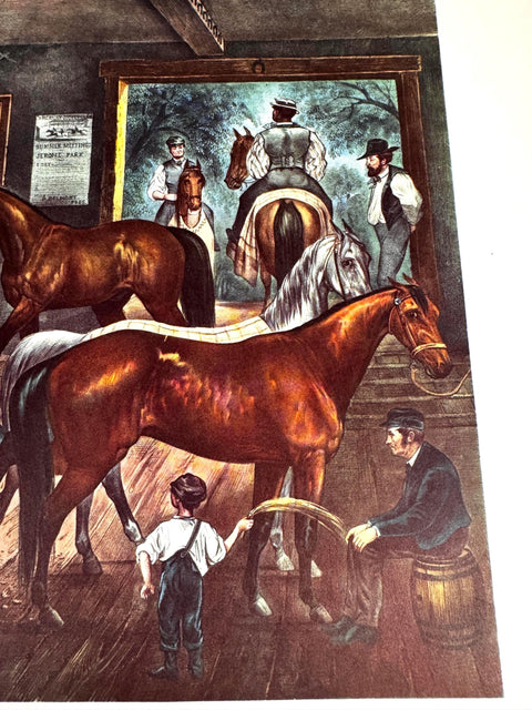 Trotting Cracks at the Forge by Thomas Worth | Currier & Ives Lithograph Print