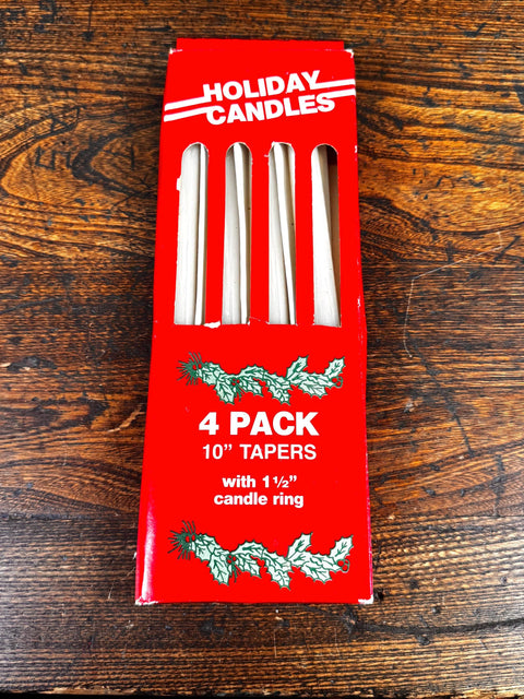 Holiday Candle Set of 4 Taper Candles with Candle Rings by Robert Alan Candle Co.