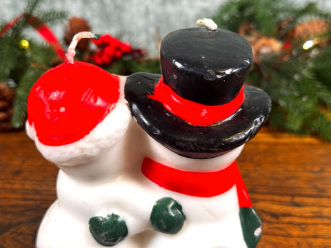 Snowman Couple Christmas Candle - Festive Holiday Decoration
