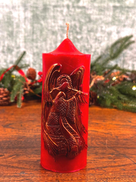 Vintage 1978 Herald Angels Christmas Pillar Candle 6 Inch