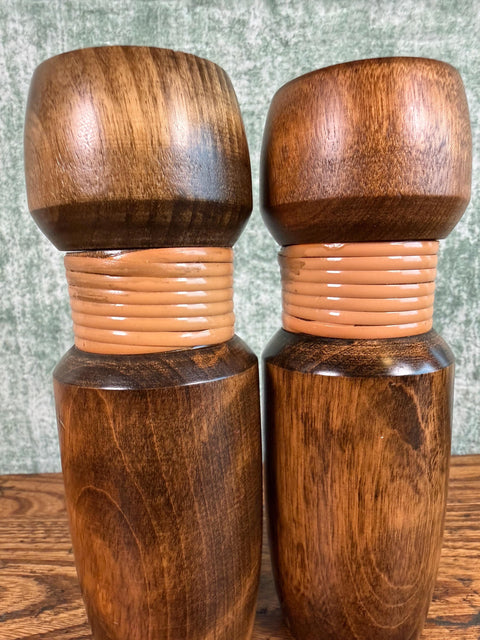 Woodcrest Stysom Inc. Japan Wooden Salt and Pepper Shakers with Grinder