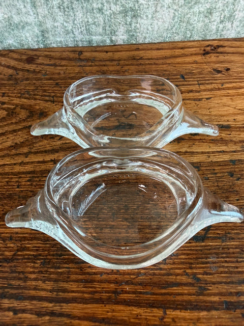 Set of 2 Vintage Clear Glass Crab Dishes