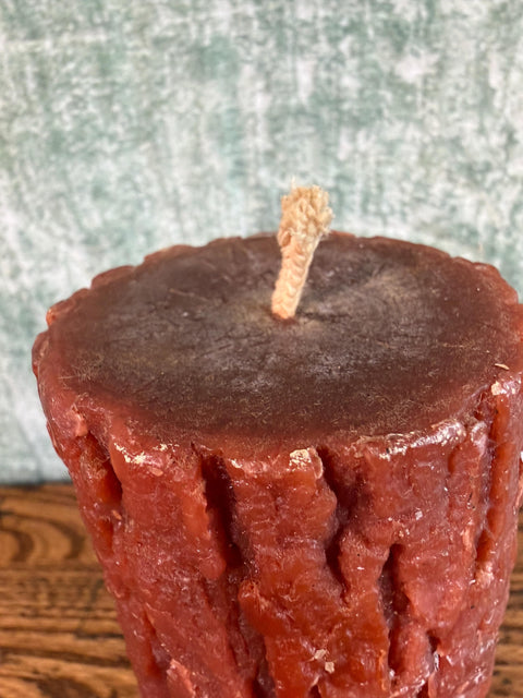 Rustic Bark-Textured Pillar Candle