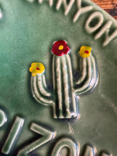 Ceramic Arizona Grand Canyon State Souvenir Dish with Cactus Motif