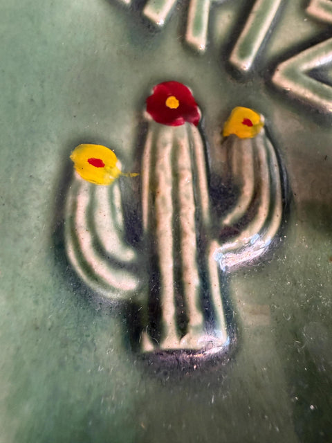 Ceramic Arizona Grand Canyon State Souvenir Dish with Cactus Motif