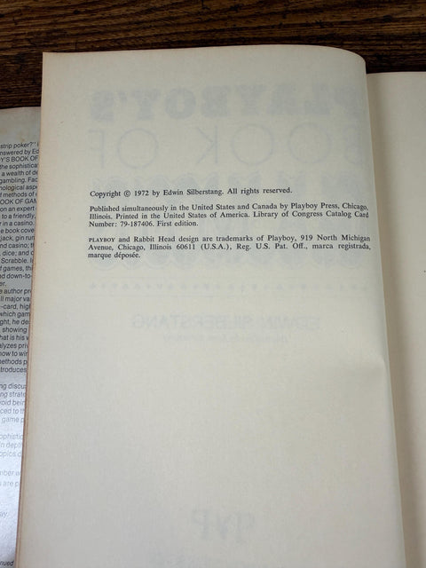 Playboy's Book of Games by Edwin Silberstang | 1972 Hardback