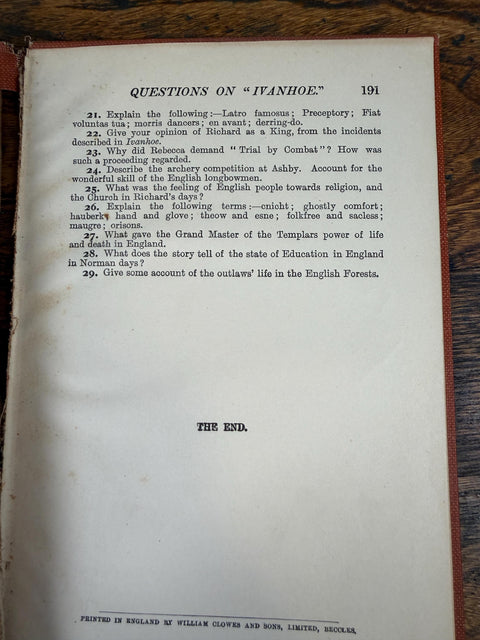 Ivanhoe by Sir Walter Scott | 1926 Hardback Abridged Edition
