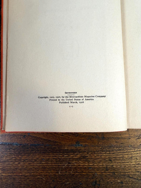 Seventeen by Booth Tarkington | 1916 Hardback Novel