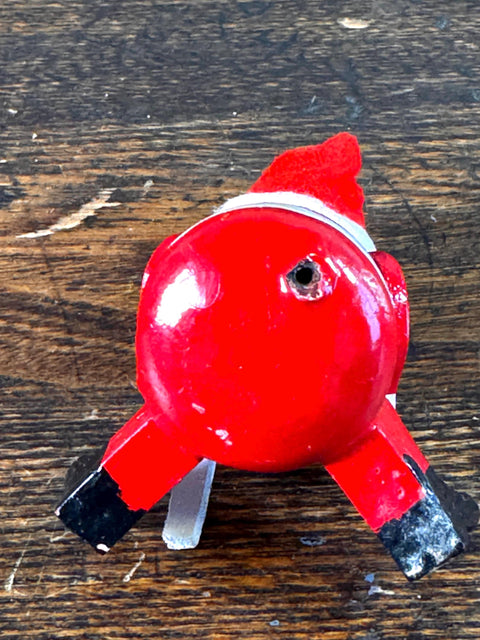Vintage Wooden Sitting Santa Claus Christmas Ornament
