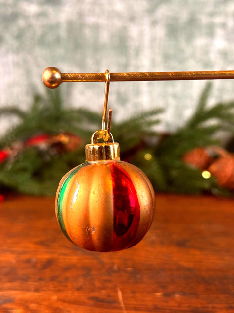 3 Vintage Gold, Red, and Green Glass Christmas Ornaments