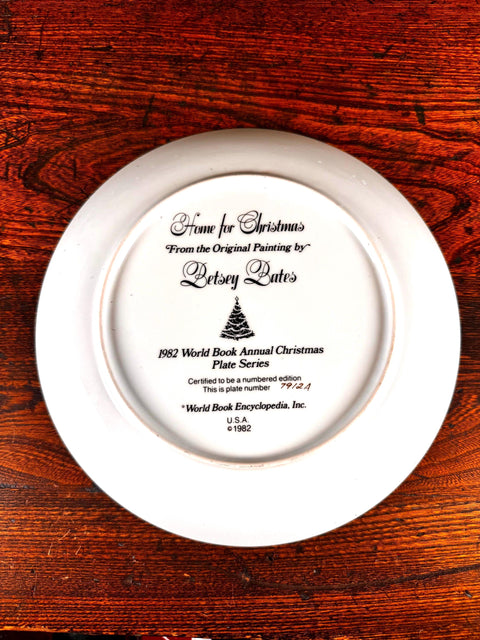 Home for Christmas Decorative Plate 1982 by Betsey Bates