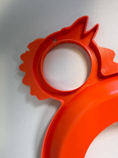 Vintage Red Chicken Picnic Plate Holders with Cup Holders