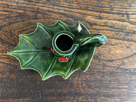 Green Ceramic Leaf-Shaped Candle Holder