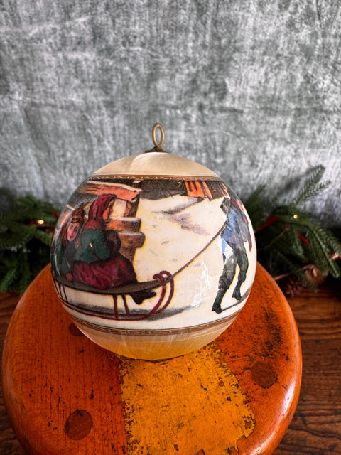2 Currier and Ives Collection Christmas Ornaments