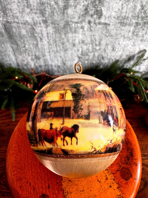 2 Currier and Ives Collection Christmas Ornaments