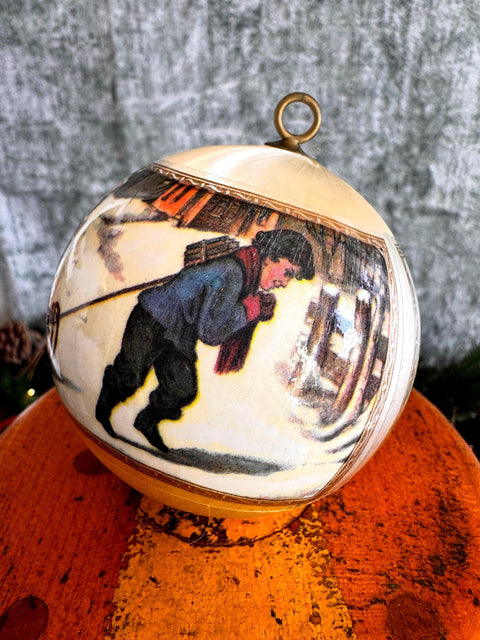 2 Currier and Ives Collection Christmas Ornaments