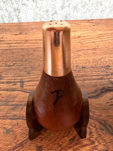 Vintage Walnut Dog Stacking Salt & Pepper Shakers