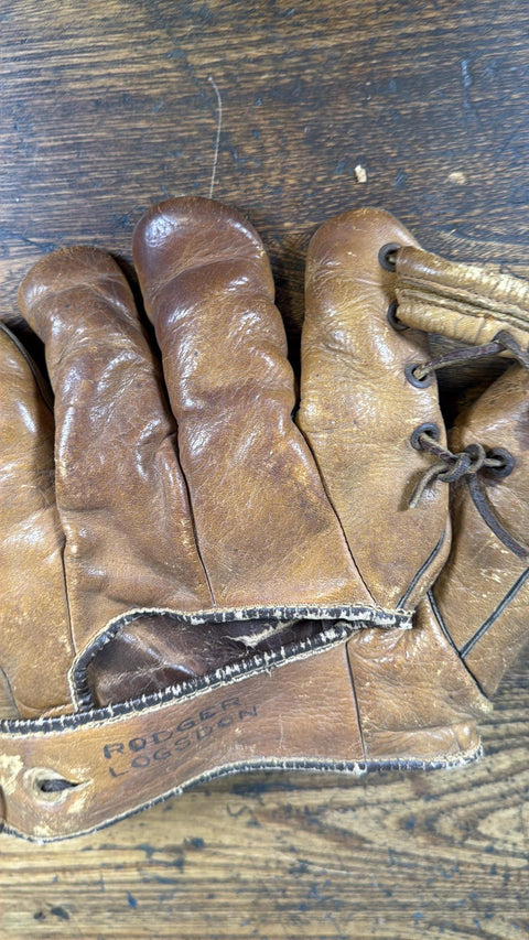 Vintage Vince DiMaggio Baseball Glove | Leather Split Finger Mitt 1940s