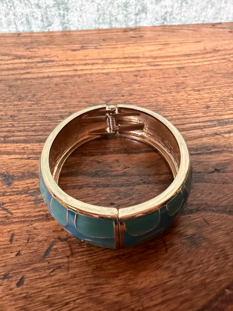 Fornash Turquoise Enamel Hinged Bangle Bracelet