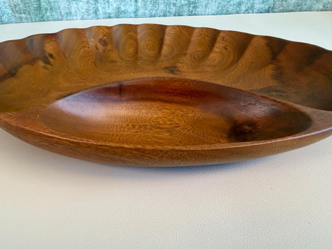 Kamani Wood Decorative Bowl with Scalloped Edge