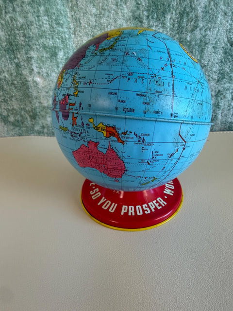 Vintage Ohio Art Co. World Bank Globe Coin Bank