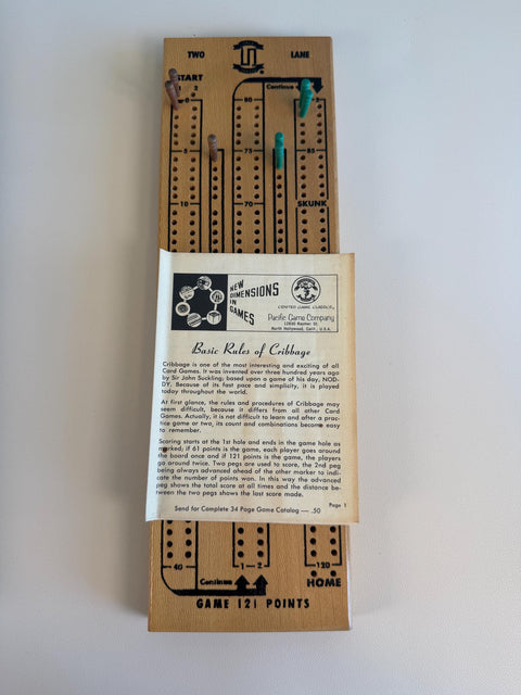 Pleasantime Continuous Track Two Lane Cribbage Board by Pacific Game Co.
