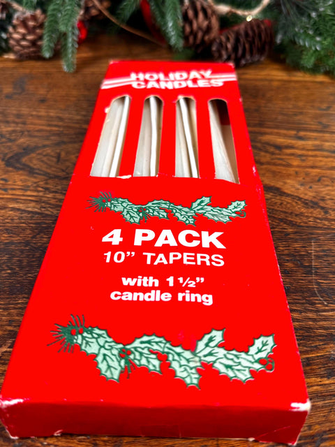Holiday Candle Set of 4 Taper Candles with Candle Rings by Robert Alan Candle Co.