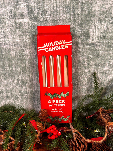 Holiday Candle Set of 4 Taper Candles with Candle Rings by Robert Alan Candle Co.