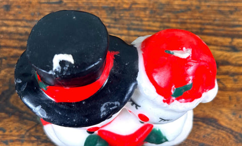 Snowman Couple Christmas Candle - Festive Holiday Decoration