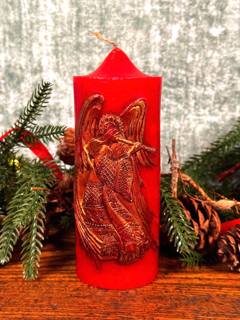 Vintage 1978 Herald Angels Christmas Pillar Candle 6 Inch