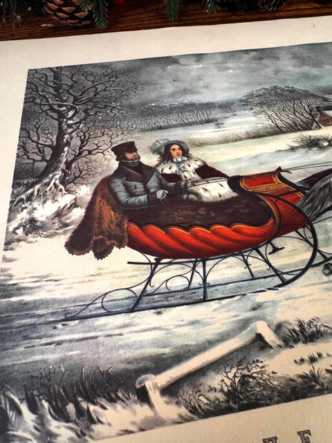 The Road, Winter by Currier & Ives Lithograph Print