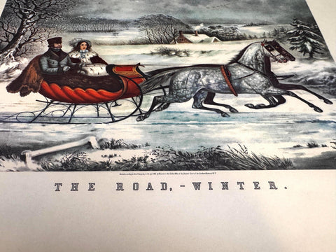 The Road, Winter by Currier & Ives Lithograph Print