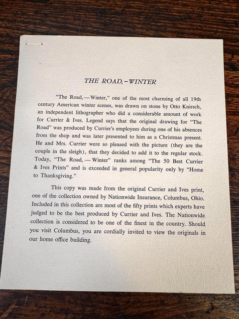 The Road, Winter by Currier & Ives Lithograph Print