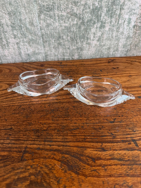 Set of 2 Vintage Clear Glass Crab Dishes