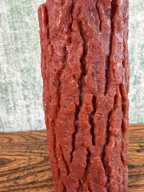 Rustic Bark-Textured Pillar Candle
