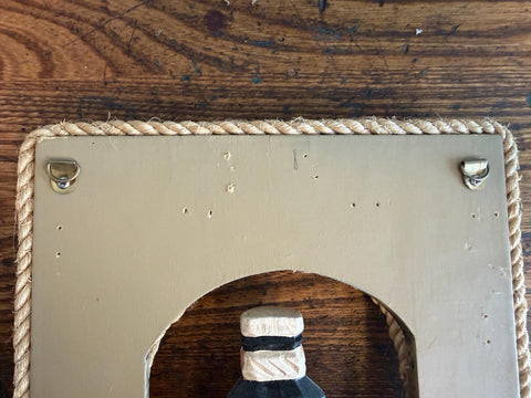 Wooden Nautical Captain Wall Hanging with Rope Frame
